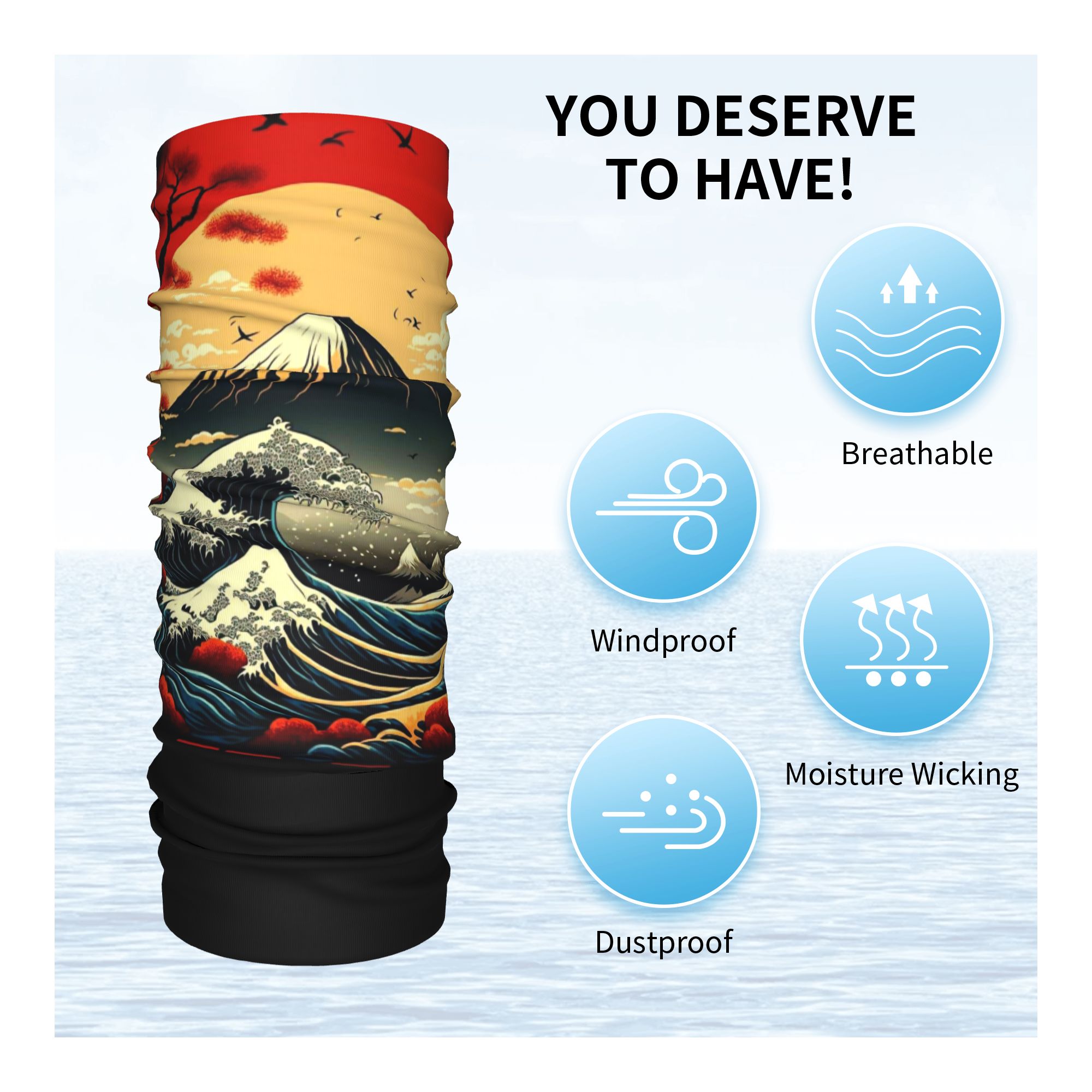 The Great Wave off Kanagawa Ba - Neck Gaiter Fleece recension och pris