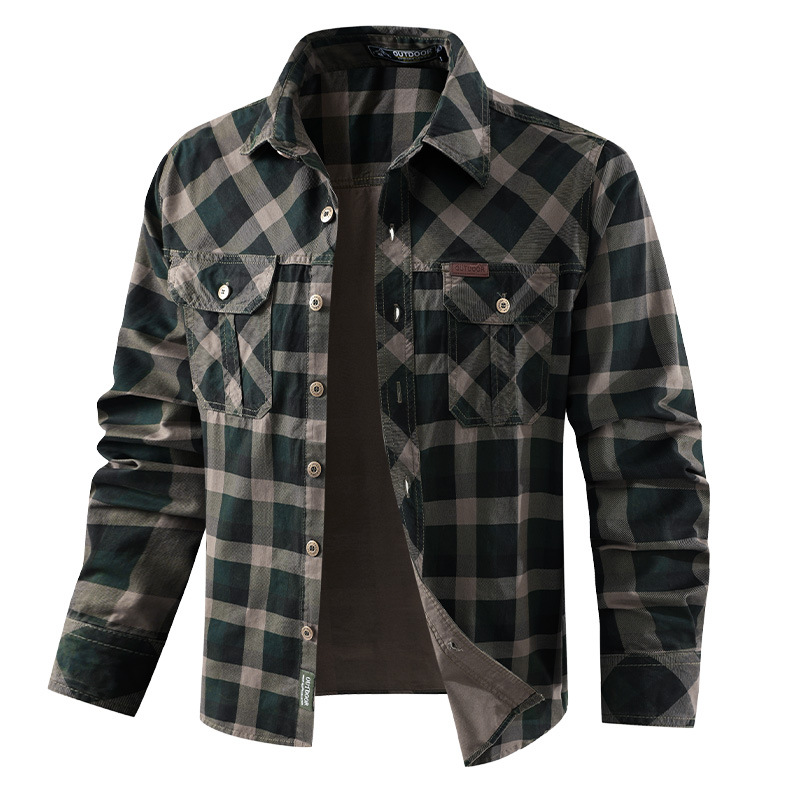 Men Plaid Casual Shirts Male M - Flannel Shirt Lined recension och pris
